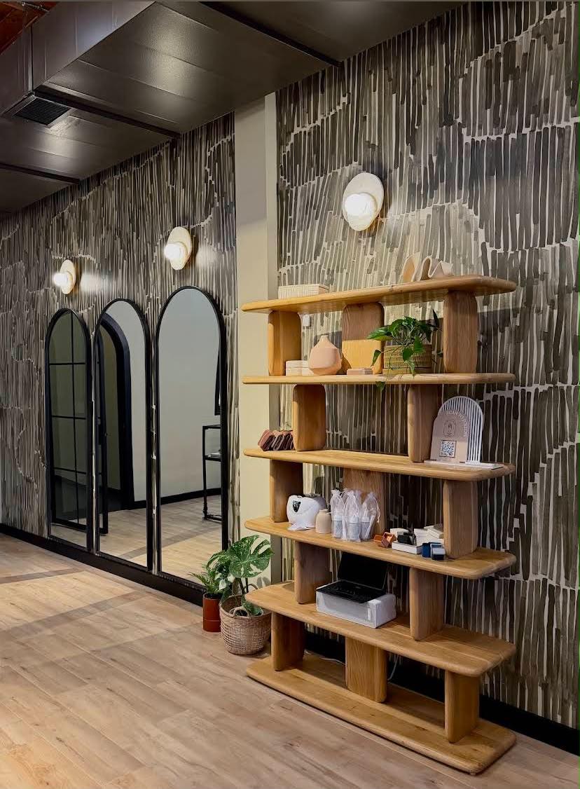 Luxury wallpapered interior with seamless pattern alignment