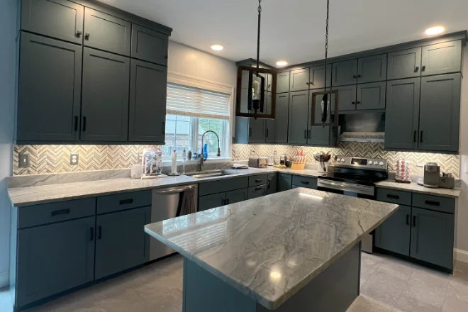 Refinished cabinets and commercial painting work