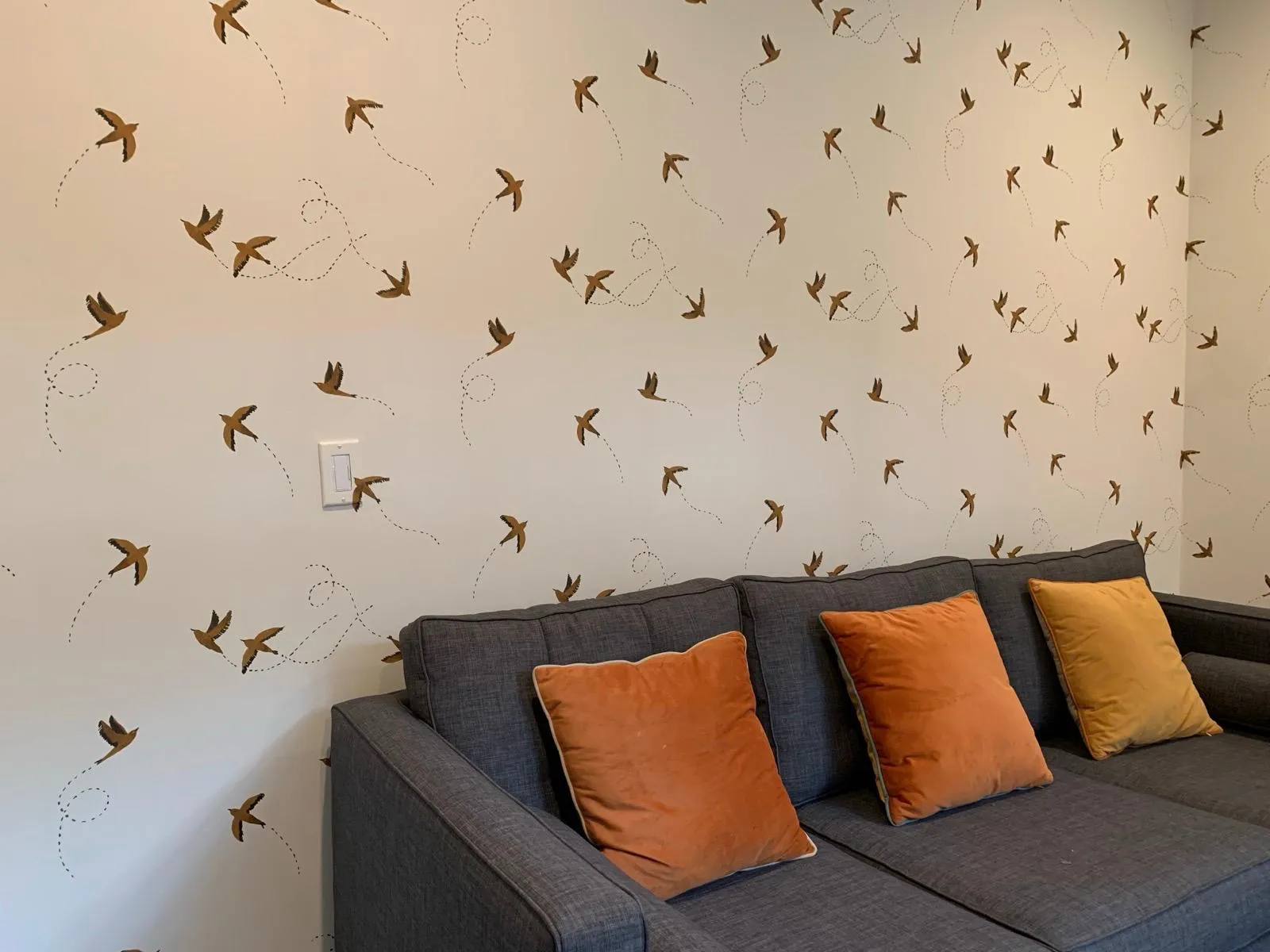 Residential wallpaper installation in a laundry and utility space