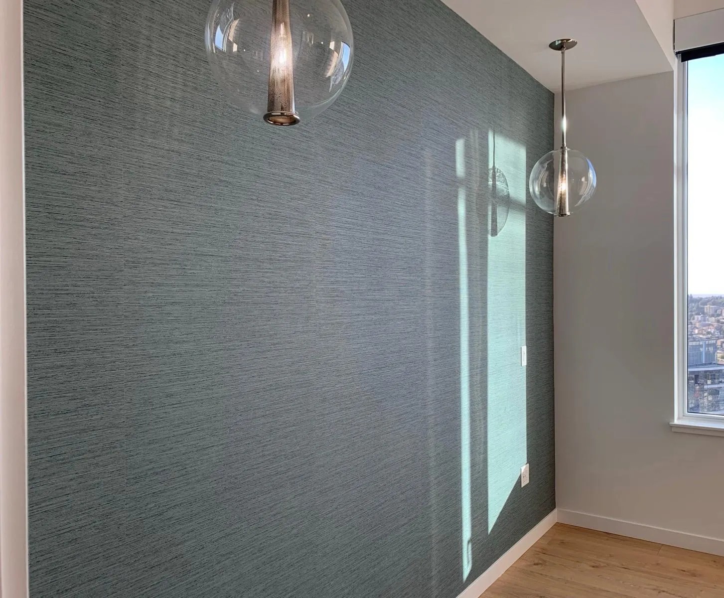 Luxury specialty wallcovering with careful finish detailing